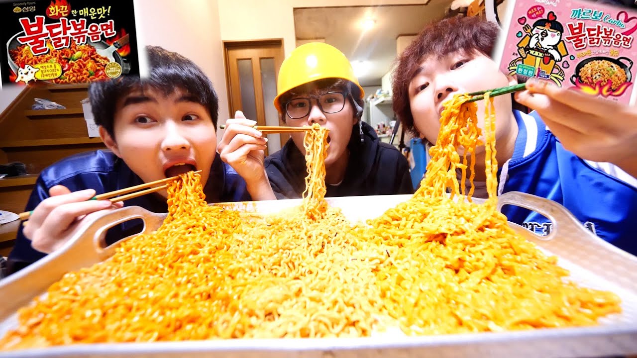 3兄弟で韓国の辛い麺余裕なんよ。屁。【プルダックポックンミョン】