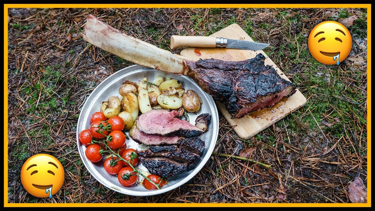 🔥 XXL Tomahawk Steak 🍲 draußen kochen - Outdoor Bushcraft Deutschland