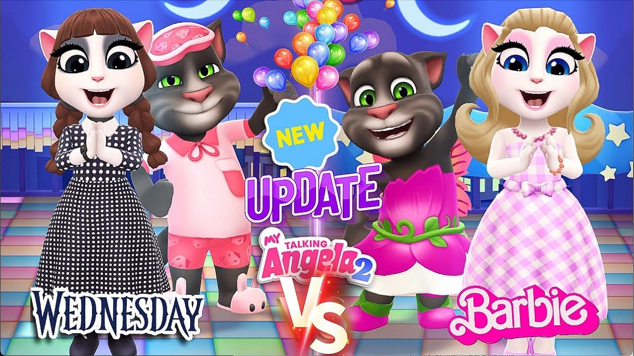 My talking Angela 2 || Wedneday VS Barbie || New Update😘💋 || Gameplay Walkthrough || Cosplay