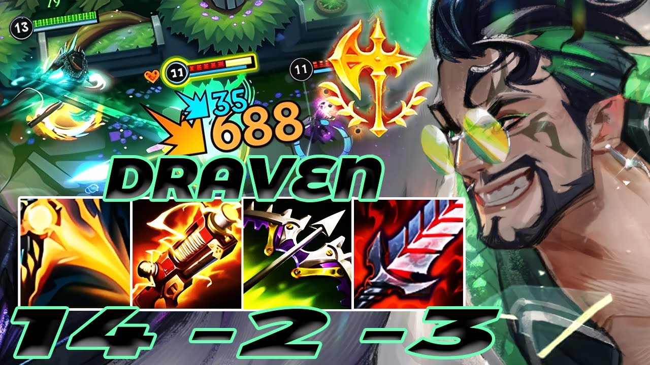 WILD RIFT DRAVEN ADC GAMEPLAY | 14 -2 -3 MVP | DRAVEN BUILD RUNES