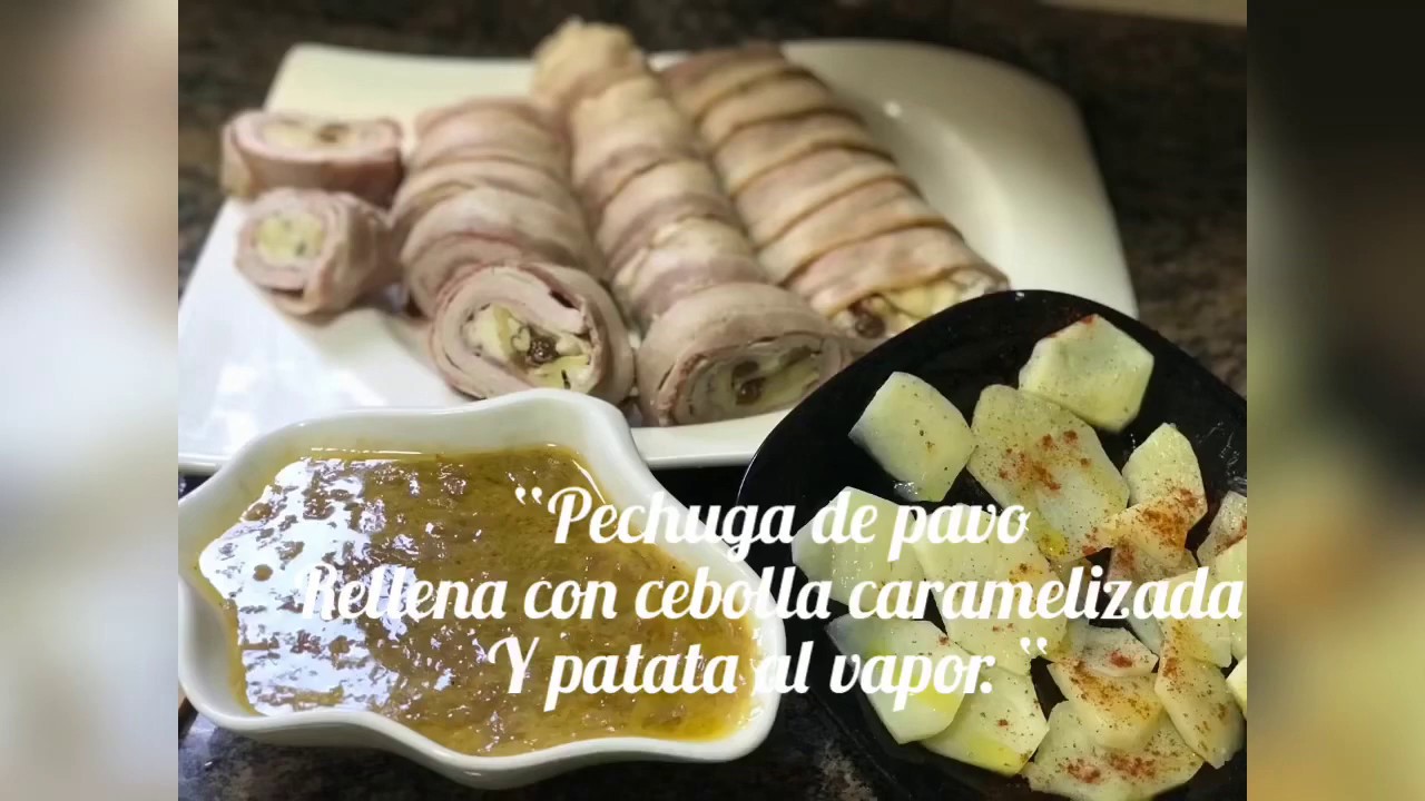 Pechuga de pavo rellena con cebolla caramelizada