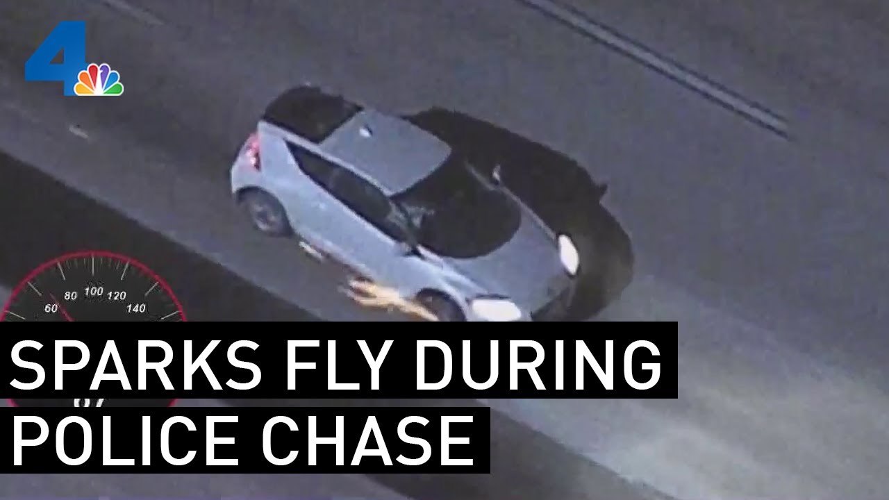 Sparks Fly as Police Chase Travels Up 405 Freeway From OC Into LA County | NBCLA