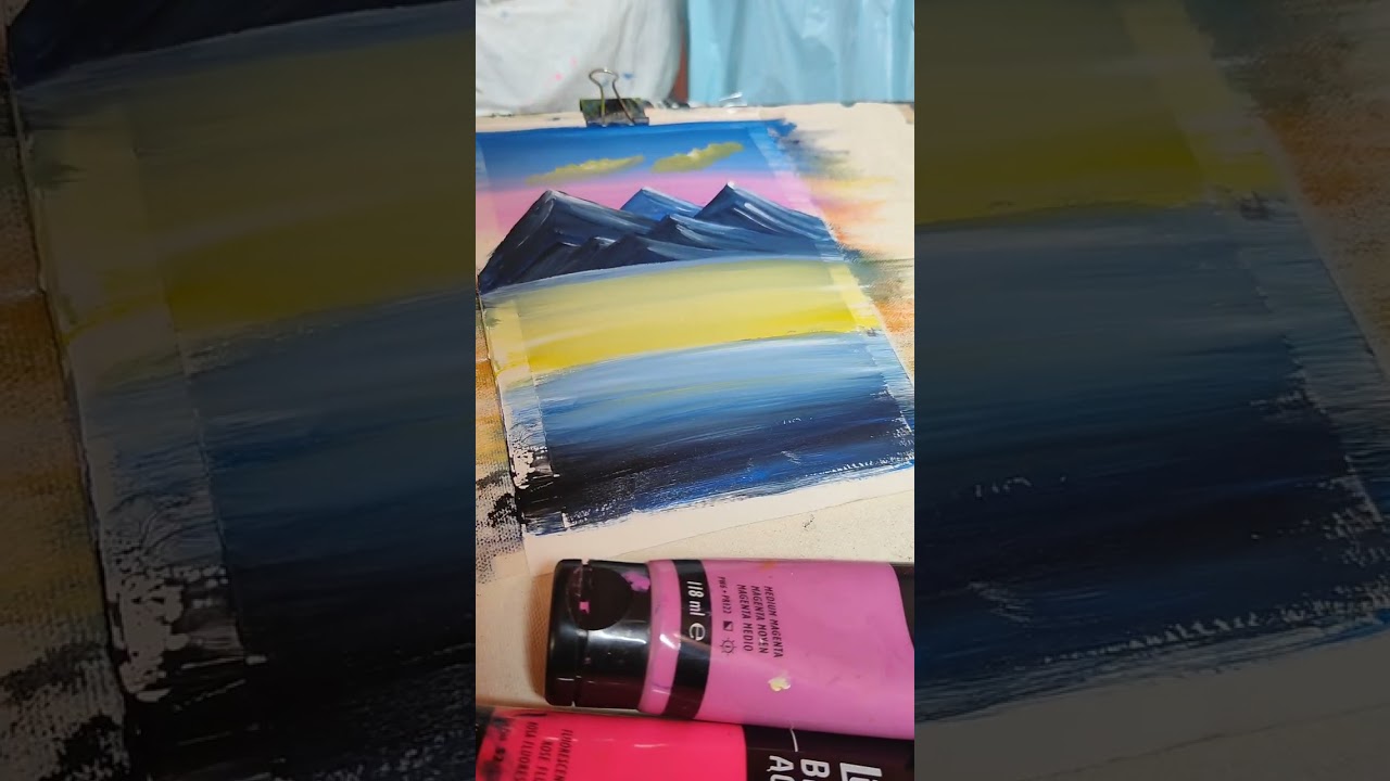 How to make a beautiful landscape painting 🎨#art #acrylicscenery #like #