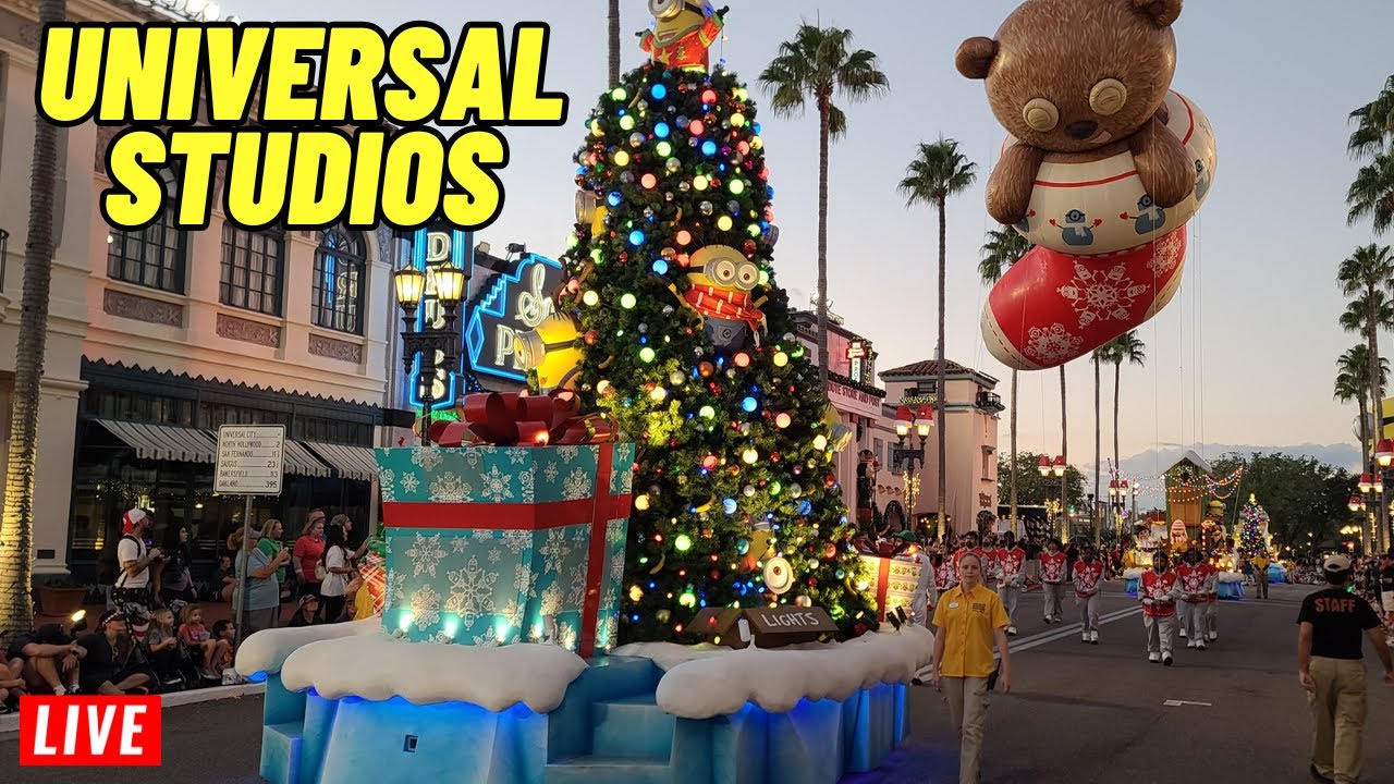 🔴Live: Universal Studios Orlando holiday Parade and Cinesational 7pm walk around the park 12/14/2025