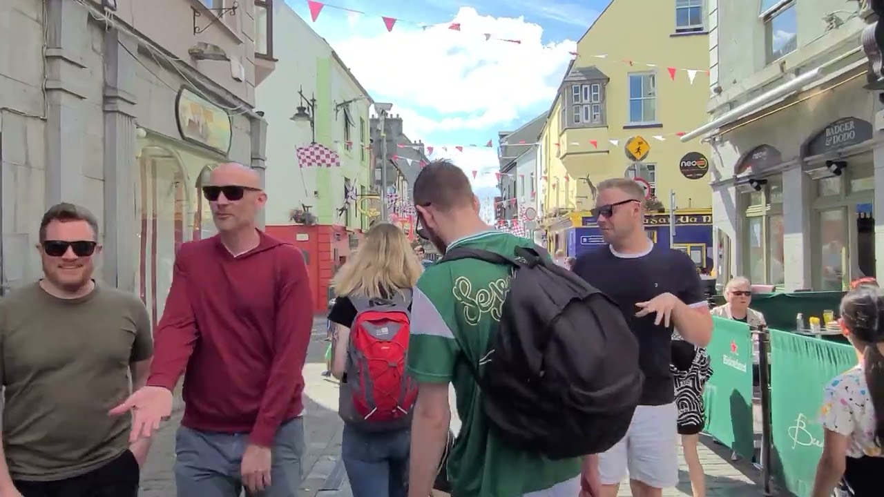 Sunny Day Walk in Galway, Ireland. City sounds