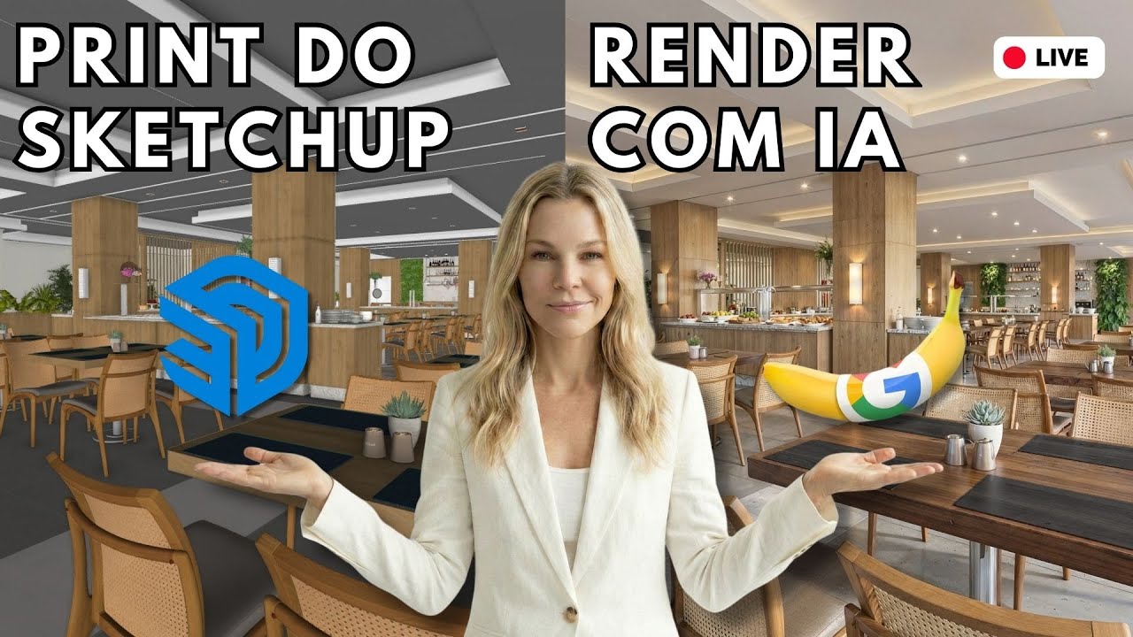 🍌Gemini Nano Banana já Renderiza print do SketchUp! Esse é o Fim do render tradicional?