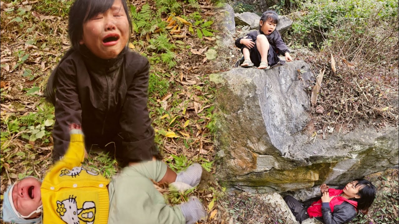 The orphan girl was sad when she had an accident on a high waterfall