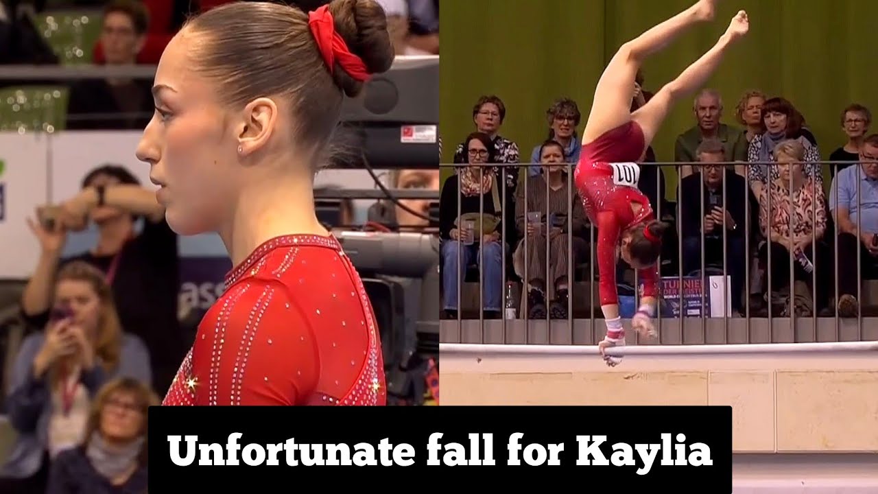 Kaylia Nemour of Algeria 🇩🇿 falls on Uneven Bars Final - Cottbus World Cup 2026