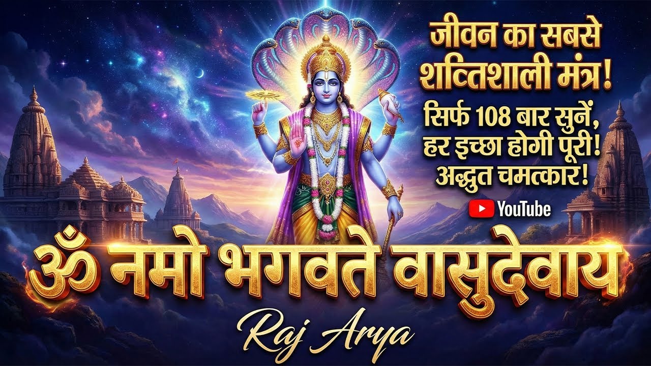 Vishnu Mantra 108 Times Jaap | ॐ नमो भगवते वासुदेवाय नमः | Morning Mantra for Success | Raj Arya