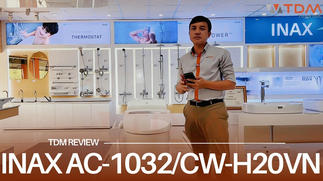 TDM.VN | Review bồn cầu nắp điện tử INAX AC-1032 CW-H20VN b&agrave;n cầu 1 khối th&ocirc;ng minh