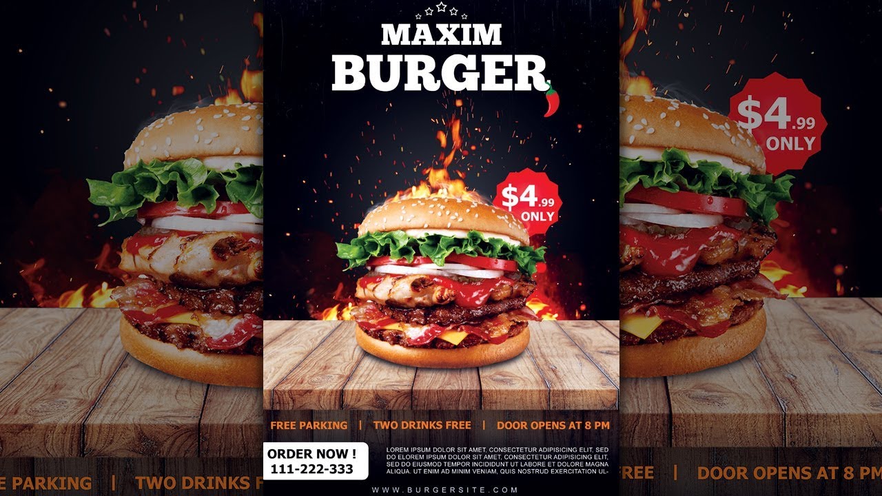 How to Design a Burger Restaurant Flyer / Poster in Photoshop
