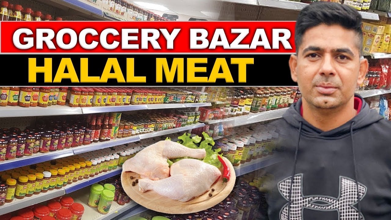 Pakistani Grocery Store in Winnipeg Manitoba Canada. Grocery Bazar. Halal meat store