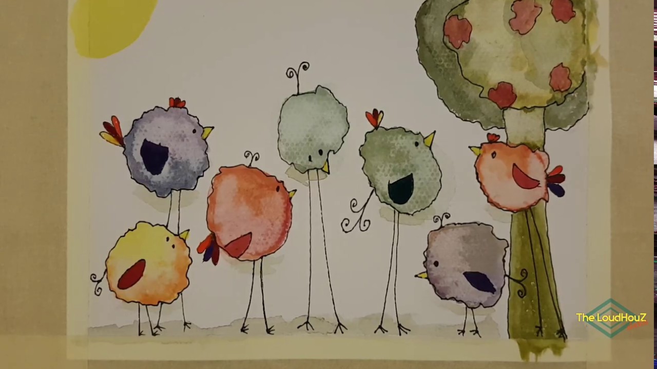 Easy painting with watercolor + doodle