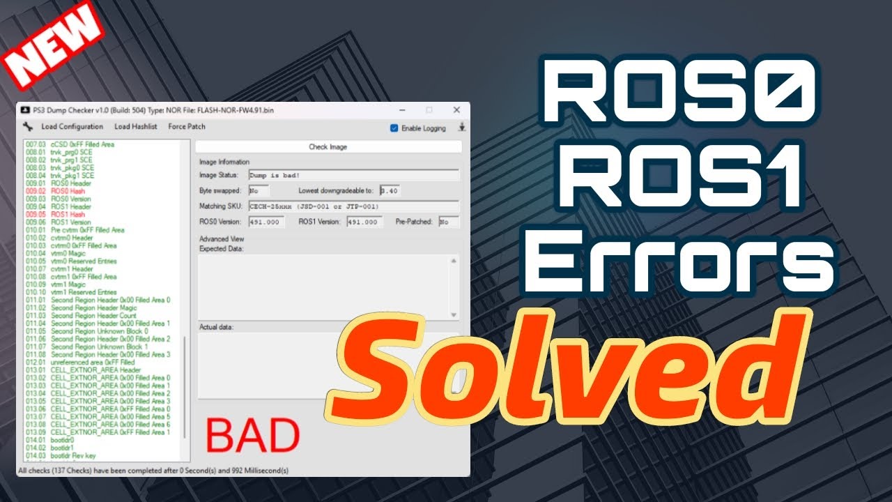 ROS0 & ROS1 NOR Flash Dump Errors Of PS3 Solved#ps3