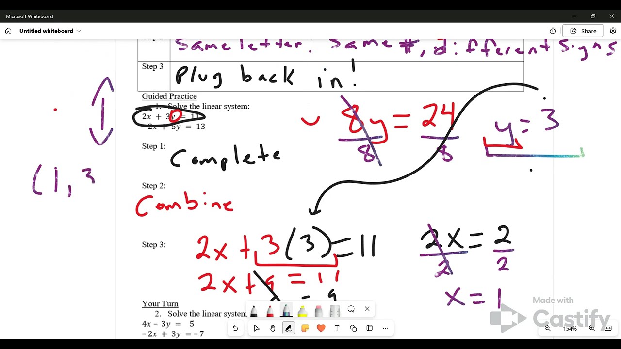 Elimination Method No Multiplication