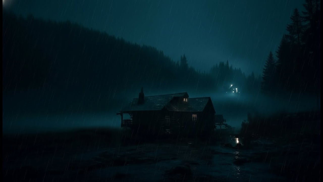 No Ads Calming Rain Sounds at Night for Deep Sleep | Cozy Cabin Rain Ambience
