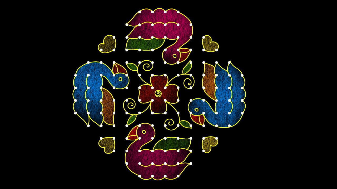 14-4-4 dots sankranthi chukkala muggulu|easy sankranthi muggulu|pongal kolam #rangoli #muggulu 
