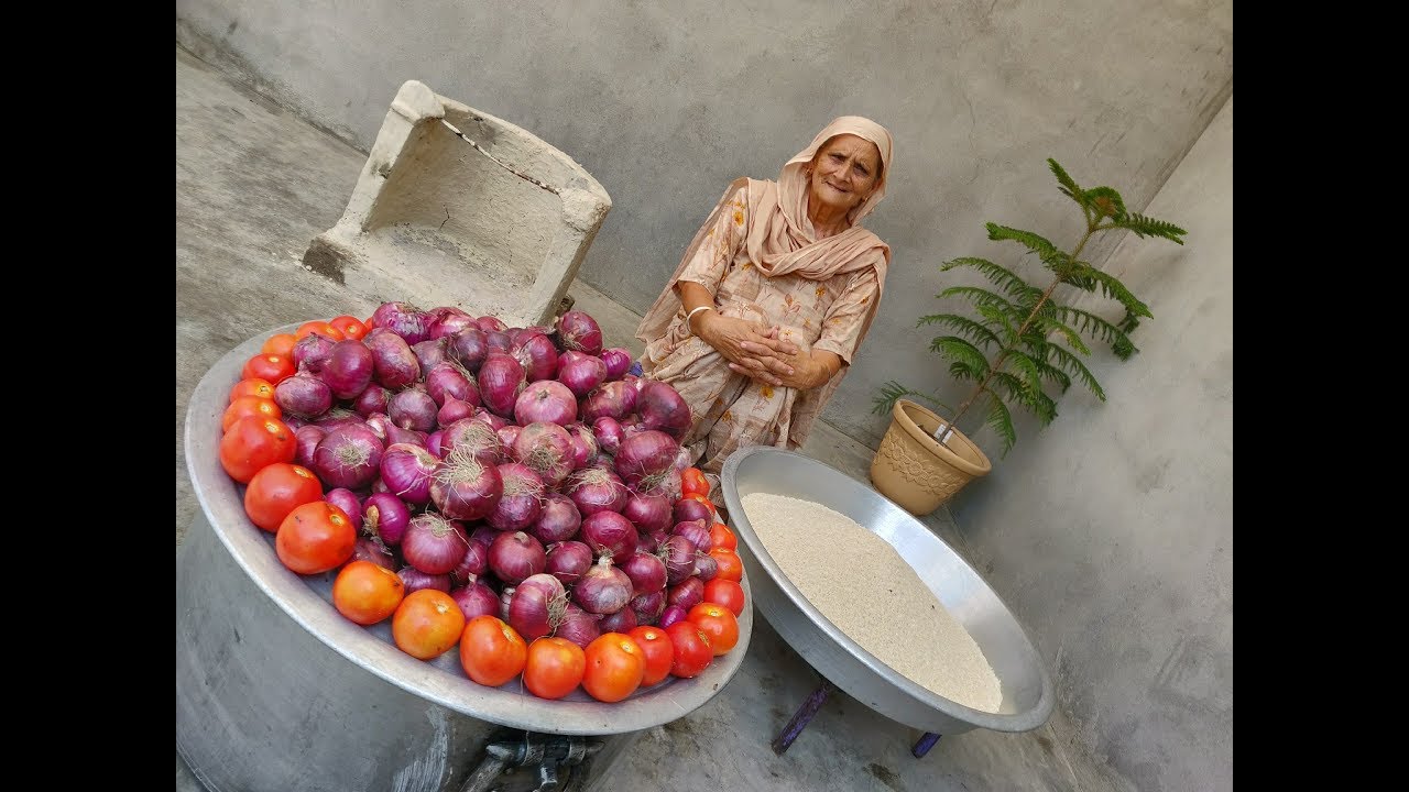 ONION RICE RECIPE BY MY GRANDMA | HEALTHY VILLAGE FOOD BY GRANDMA | VEG VILLAGE FOOD | RECIPES