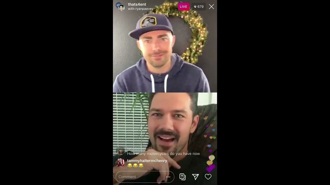 Ryan Paevey Instagram live with Jonathan Bennett