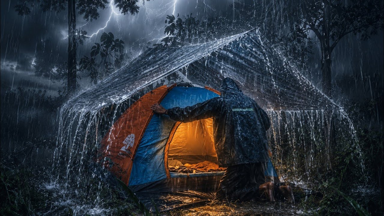 💯​THE MOST RELAXING NIGHT OF MY LIFE ⛈️MY MOST ATMOSPHERIC SOLO CAMP YET