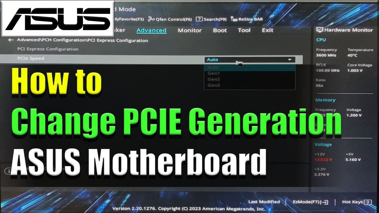 How to change PCIE generation ASUS Motherboard