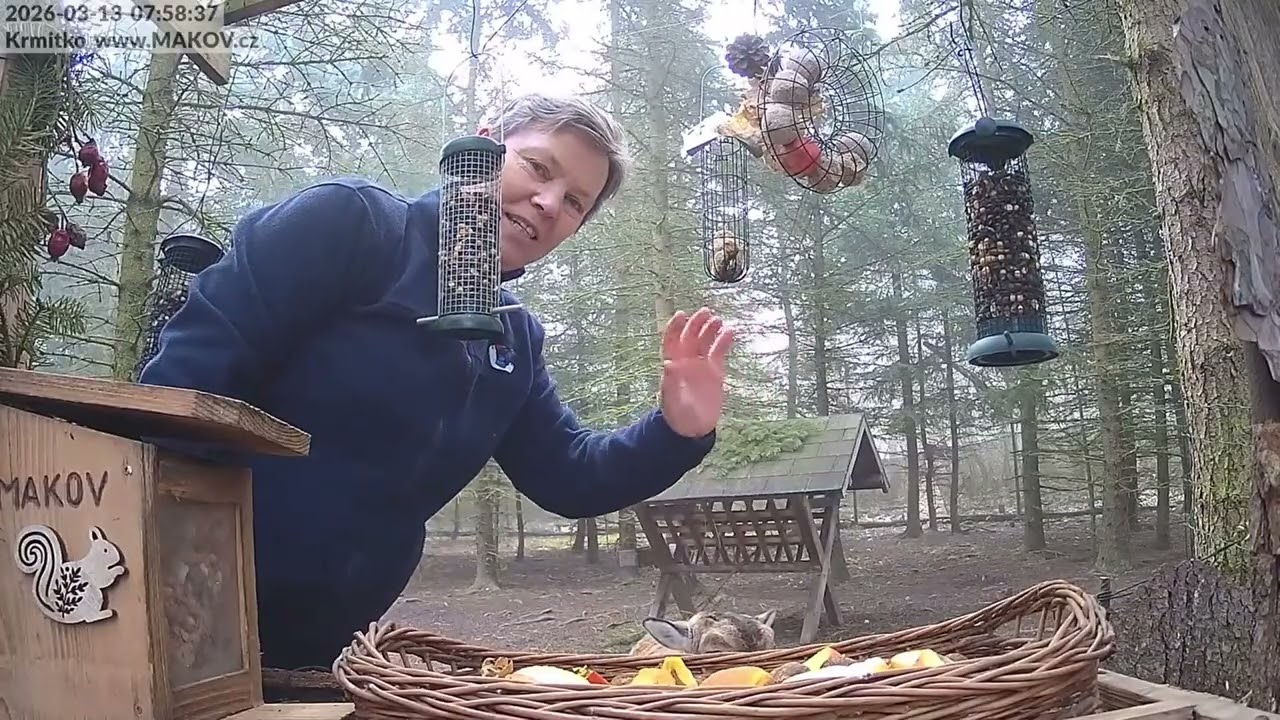 13.3. - ráno s Jiřinkou a Mufinkou u krmítka