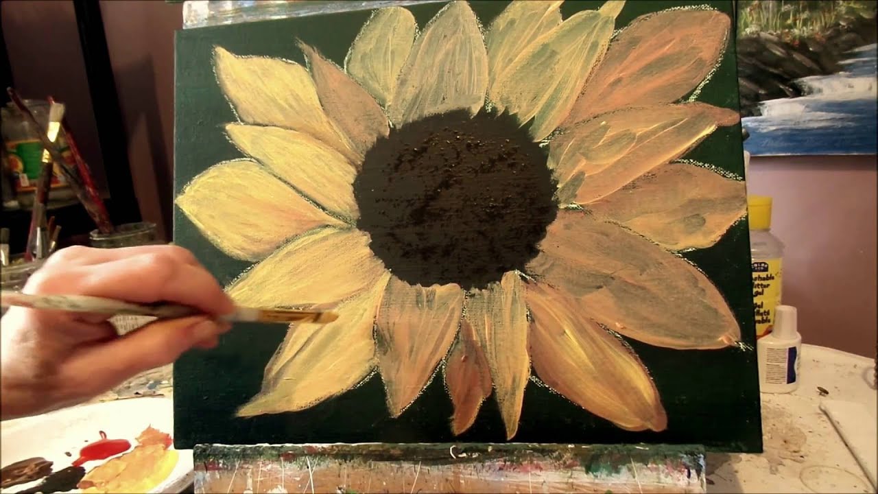 How to paint a SUNFLOWER with acrylic paint Lesson 2, step by step