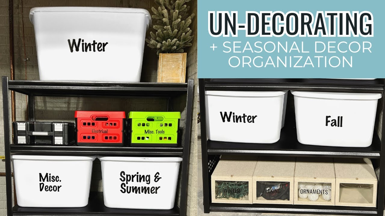 SEASONAL DECOR STORAGE // Taking Down Winter Decor + Some Decluttering & Organization