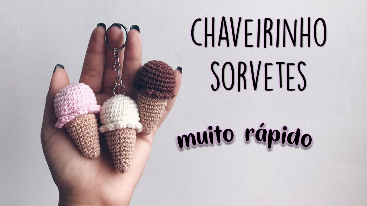 Chaveirinho amigurumi - sorvete