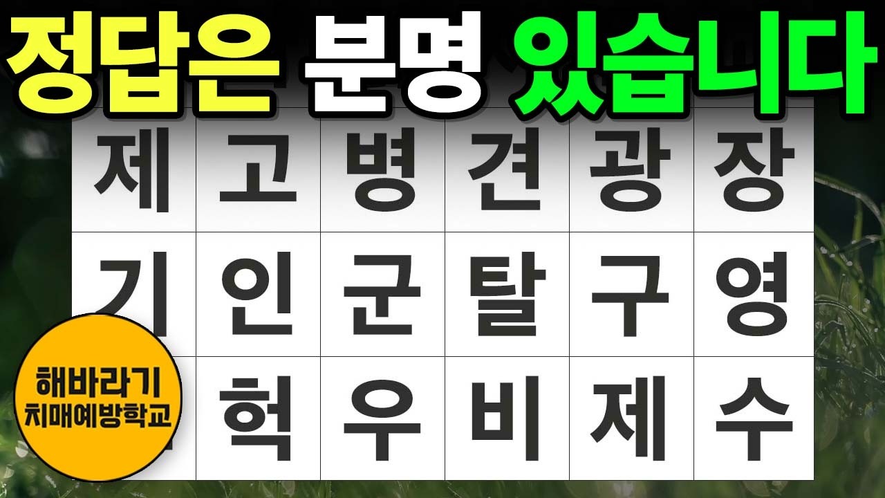 【치매 예방】정답은 분명히 있습니다┃숨은단어찾기,치매예방,치매테스트,단어퀴즈,낱말퀴즈