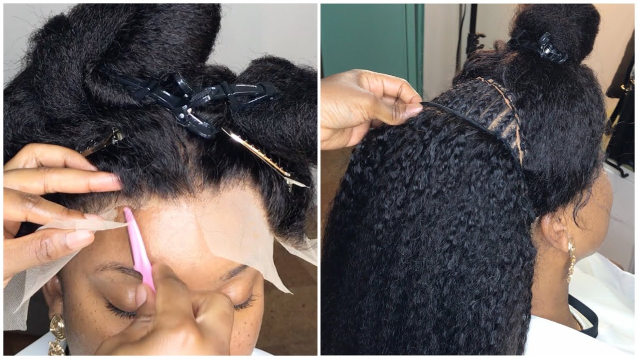 Very Detailed Kinky straight frontal hair bundles sew-in install, Looks natural | youthbeauty hair
