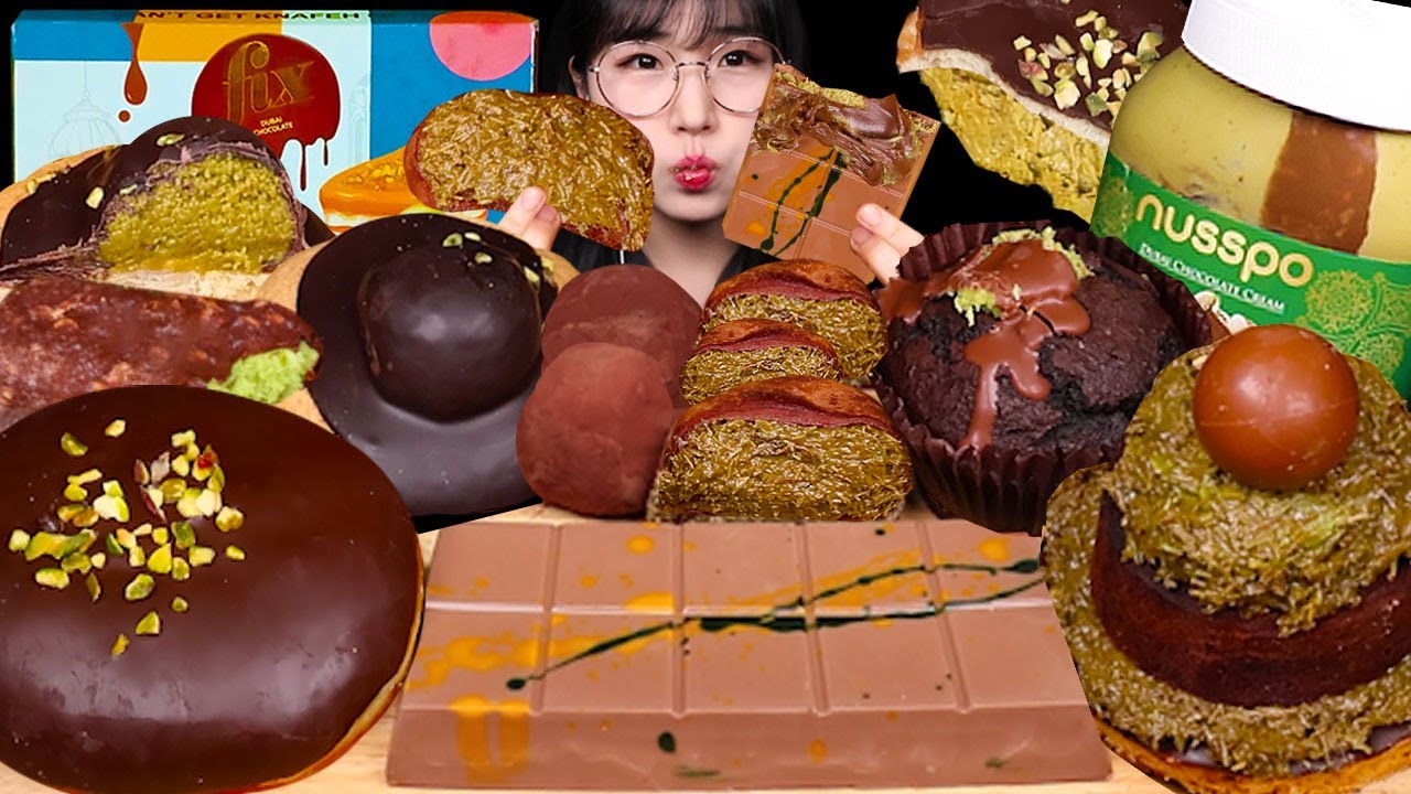 ASMR MUKBANG | 올만에 찐! 두바이 픽스 초콜릿🍫💚 편의점 두바이 초콜릿, 두바이식 초코쿠키까지! FIX DUBAI CHOCOLATE DESSERT