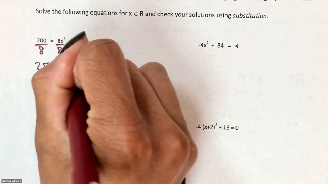 ALG 2 - Solving Quadratics by Square Root