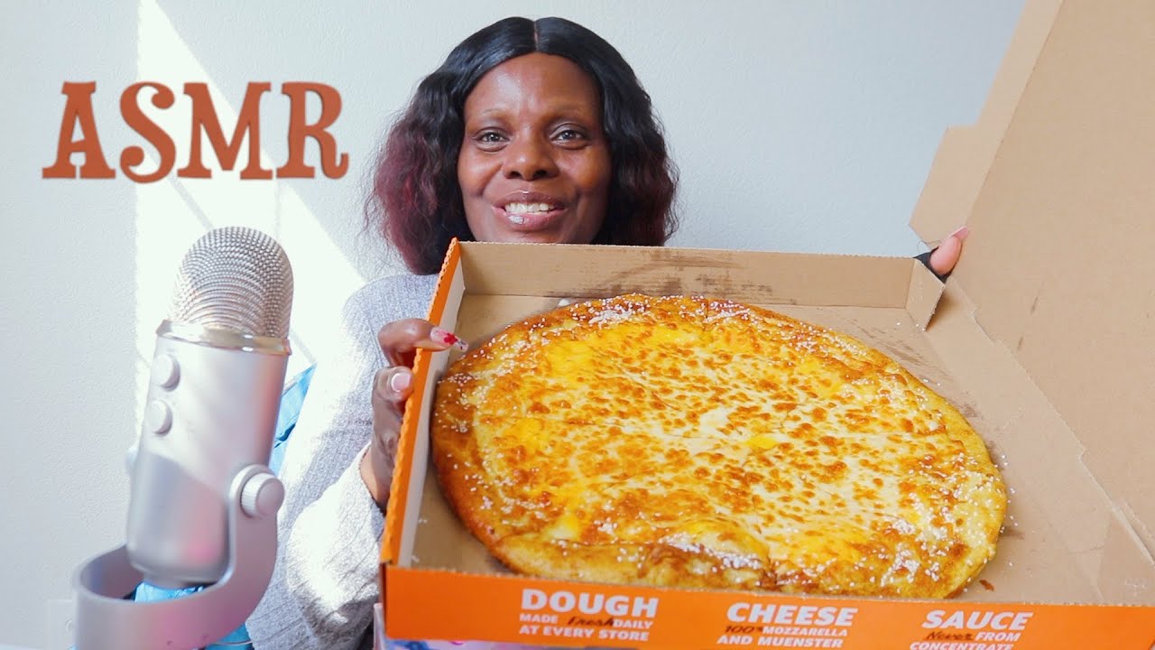Little Caesar Pretzel Cheese Pizza ASMR Eating Sounds