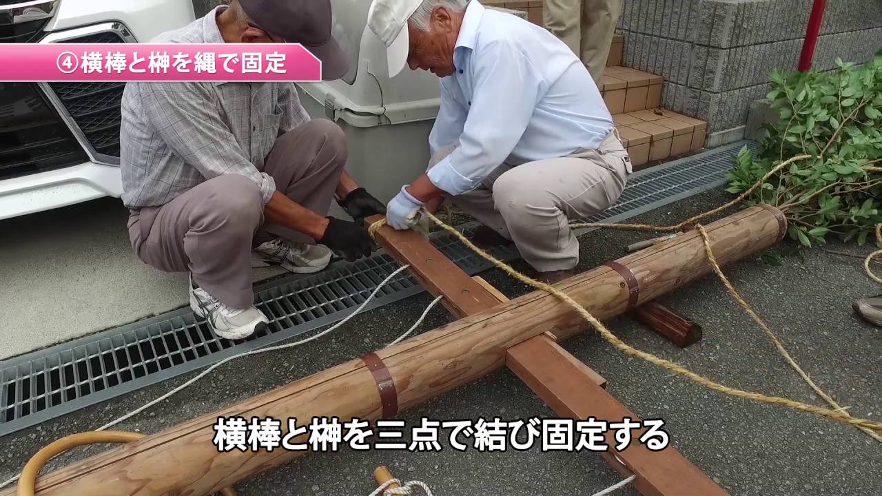 お祭りの準備　幟立て（のぼりたて）　宮前御霊神社　例大祭