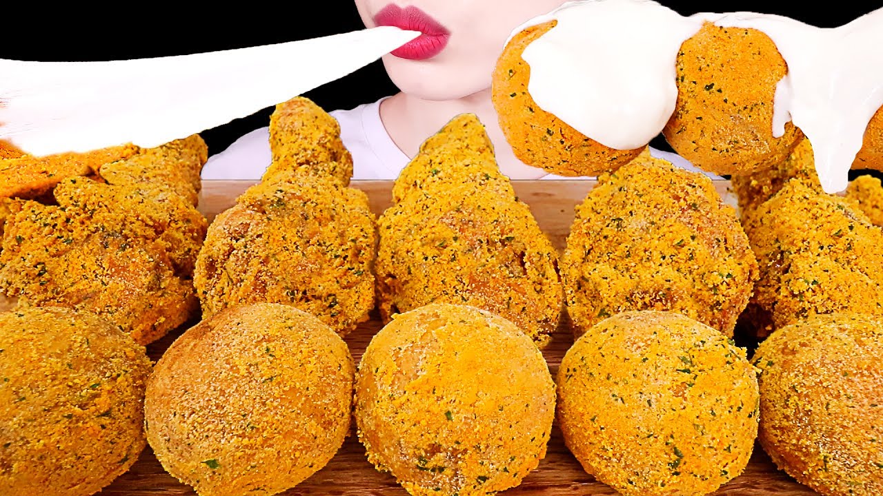 ASMR MUKBANG｜FRIED CHICKEN CHEESE BALL 뿌링클 치즈볼 치킨 EATING SOUNDS 먹방