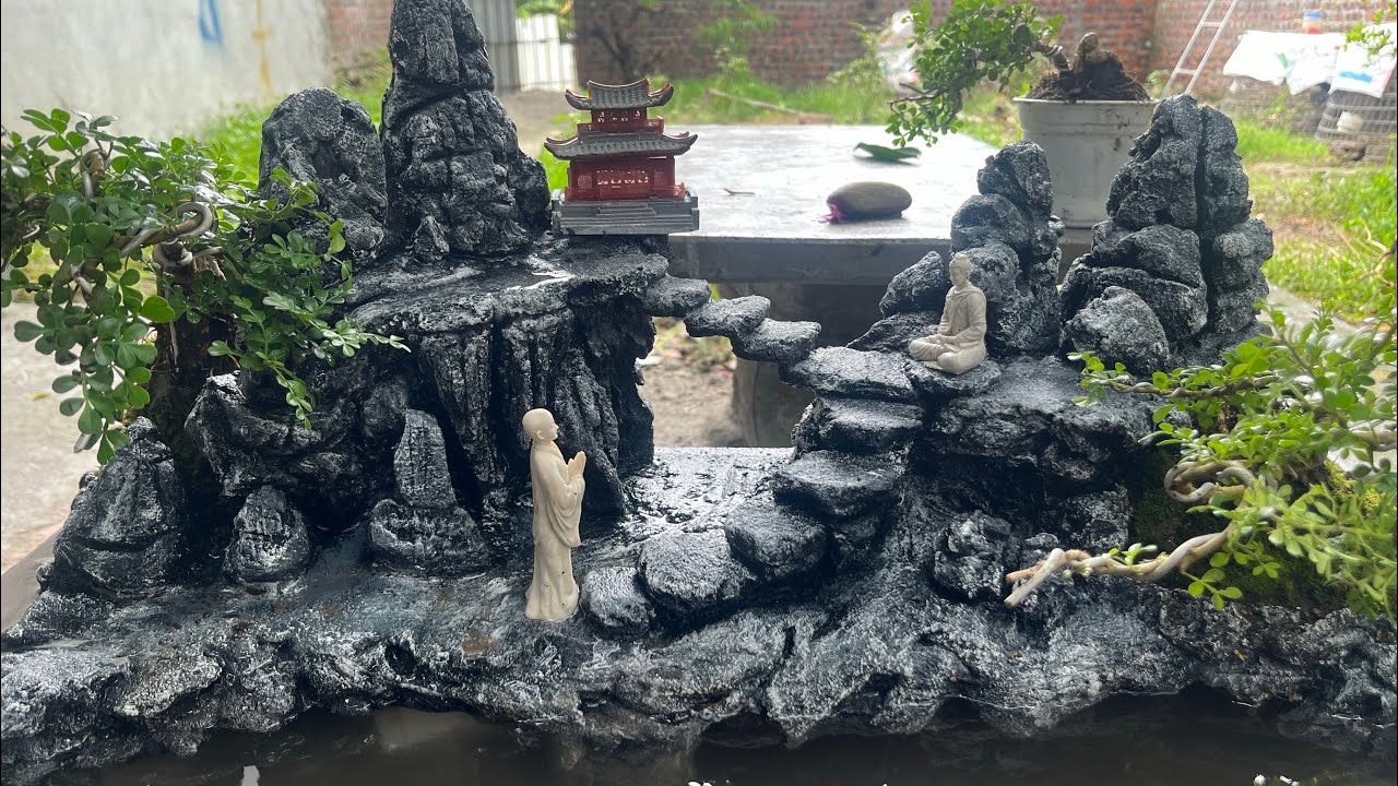 Cách làm tiểu cảnh hòn non bộ từ xi măng