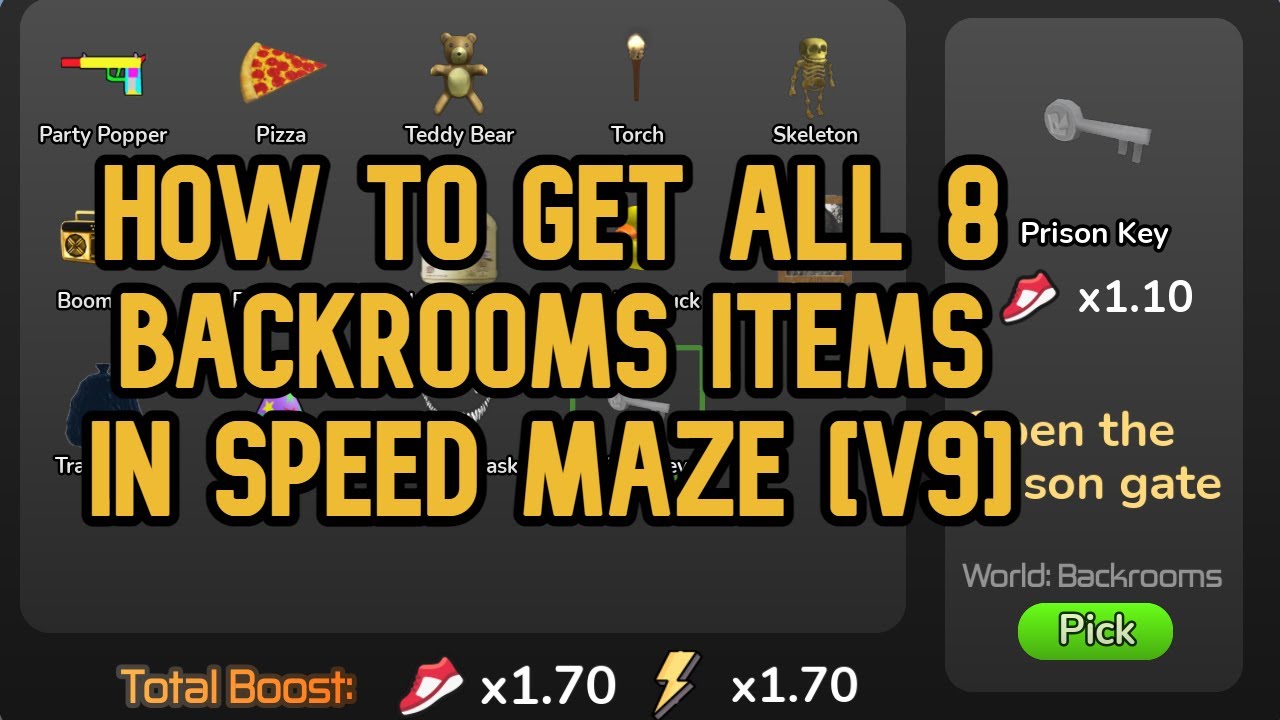 How to Get ALL 8 BACKROOMS ITEMS in Speed Maze [V9]