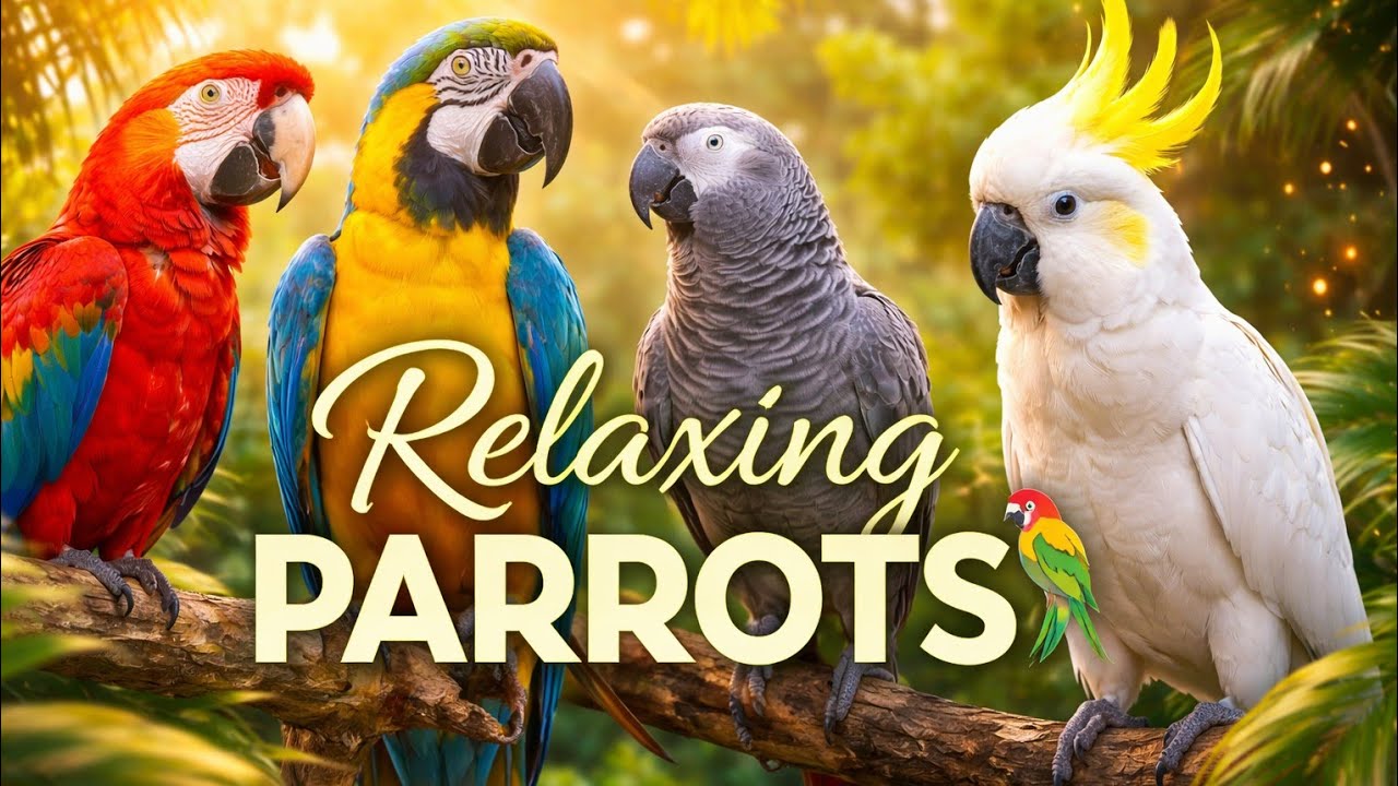 Relaxing Parrots 🦜 Tropical Calm with Soothing Music & Nature Sounds