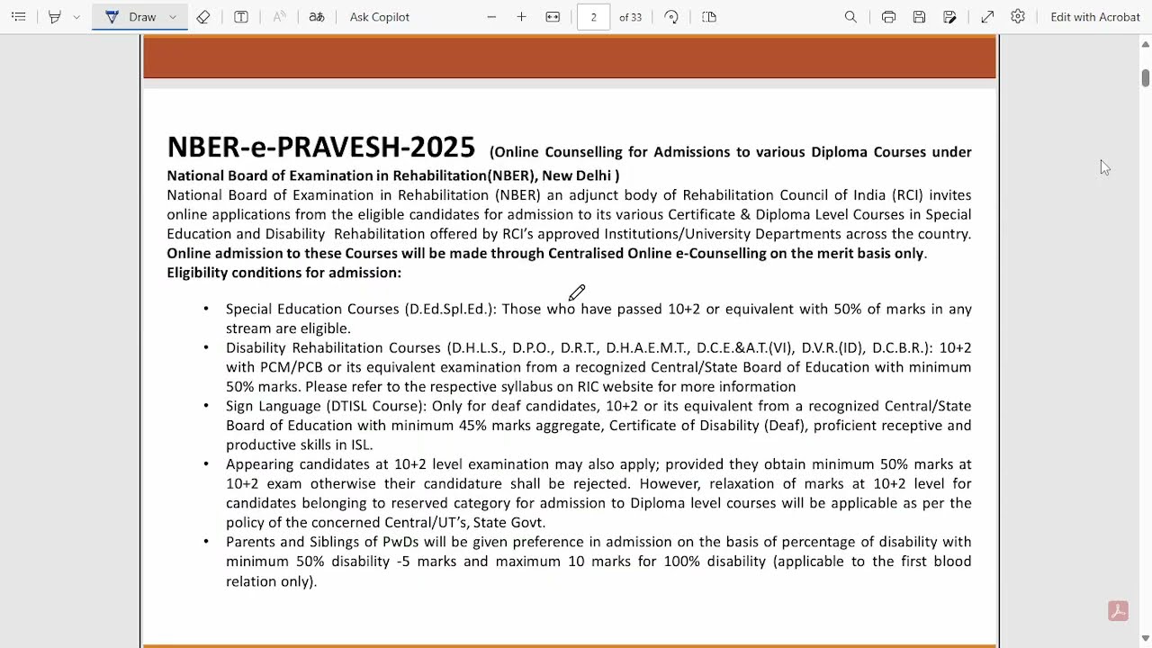 RCI admissions 2025-26  DHLS D.ED DTISL