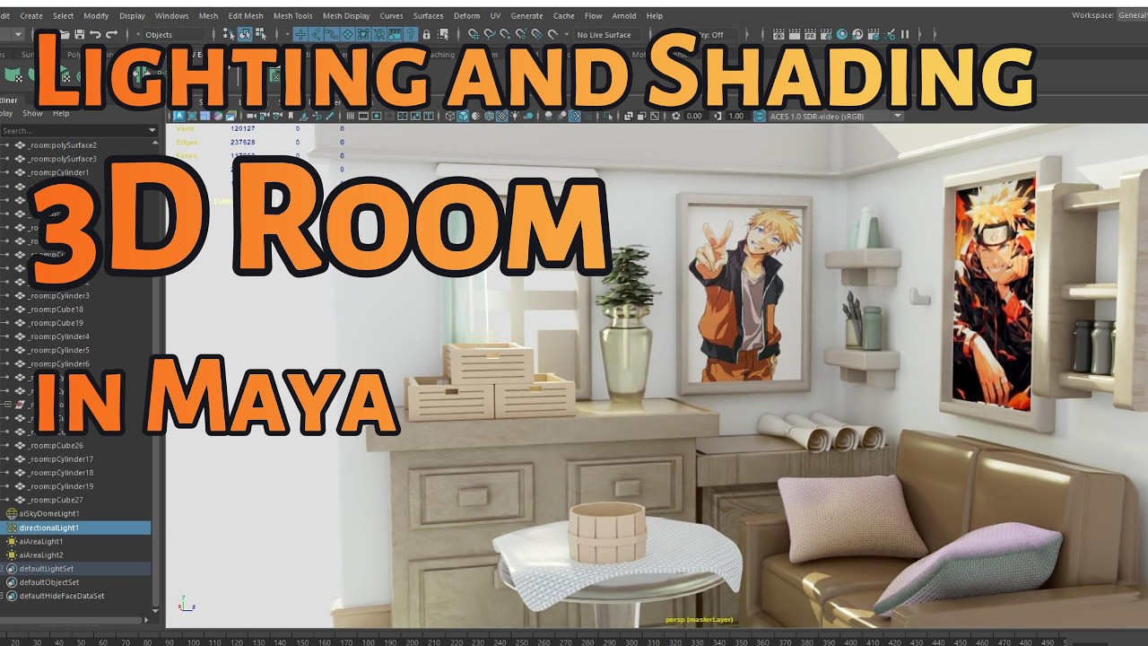 4K Lighting and Shading 3D room | Maya Tutorial