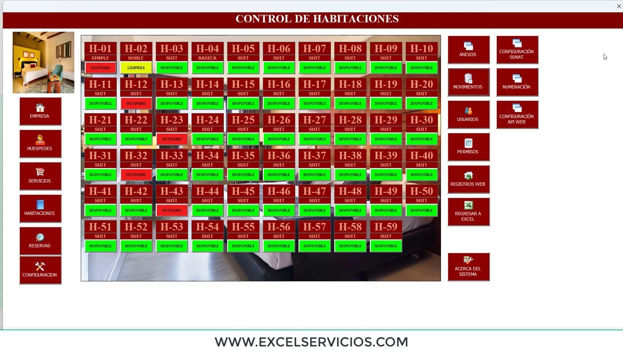 CONTROL DE HABITACIONES Y RESERVAS Y FACTURACION ELECTRONICA