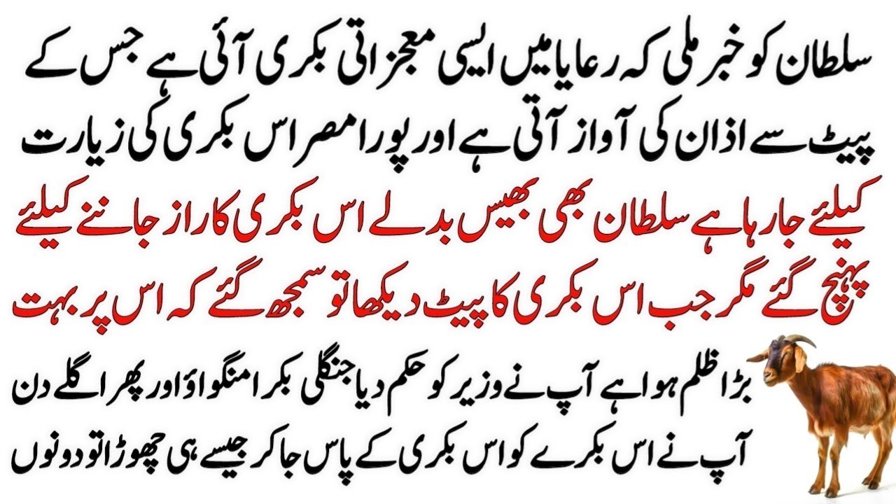 Azan Dene wali Bakri ka Waqia - A Goat 🐐 Story in Urdu - Sultan wisdom latest Story - Novels tv
