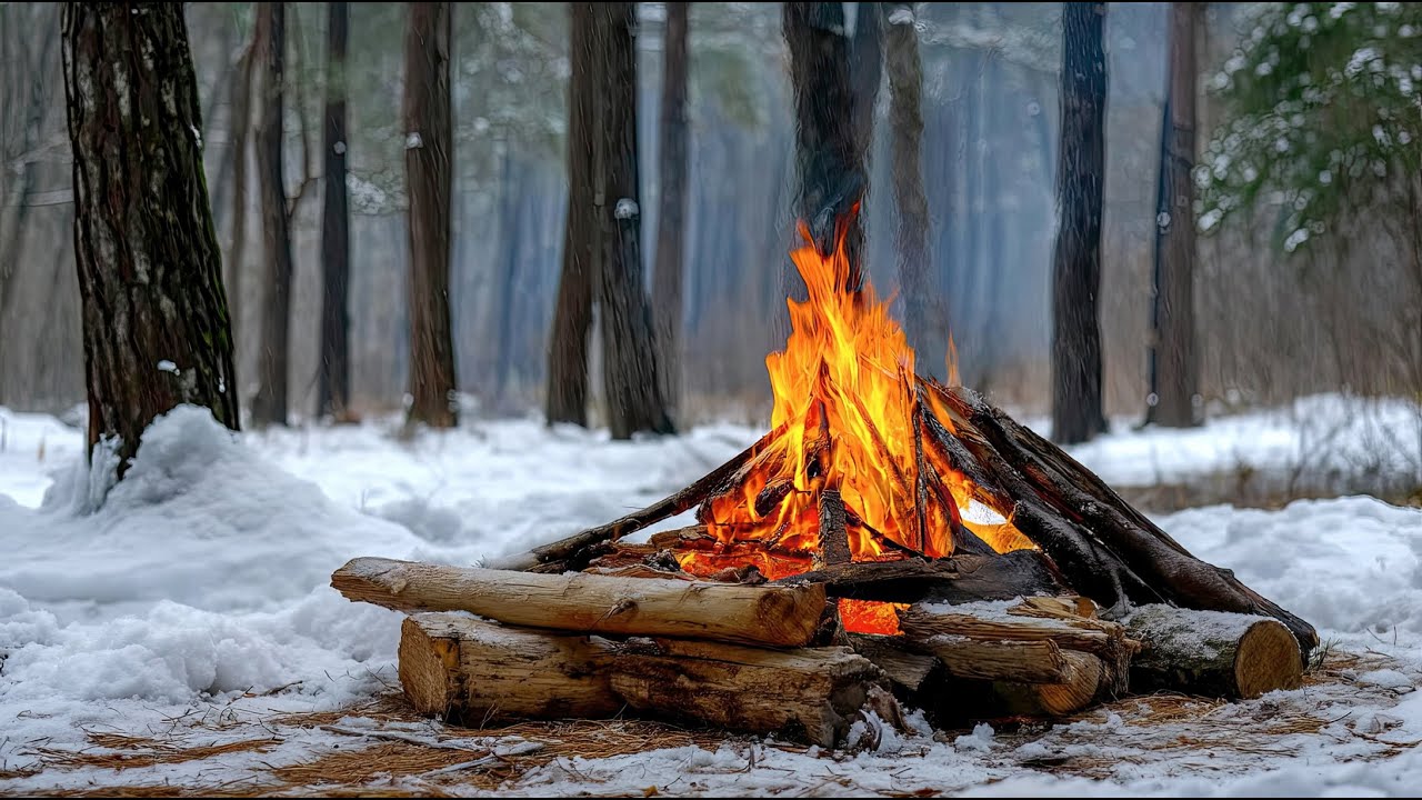 You’re in a Quiet Winter (24/7)❄️ Listening to a Warm Crackling Fire