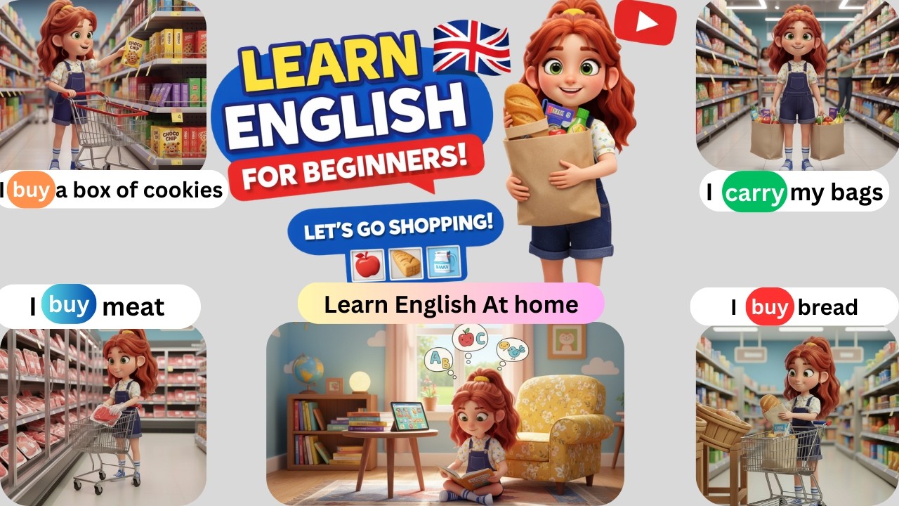 Learn English for Beginners Shopping at the Supermarket (25 Easy Sentences)