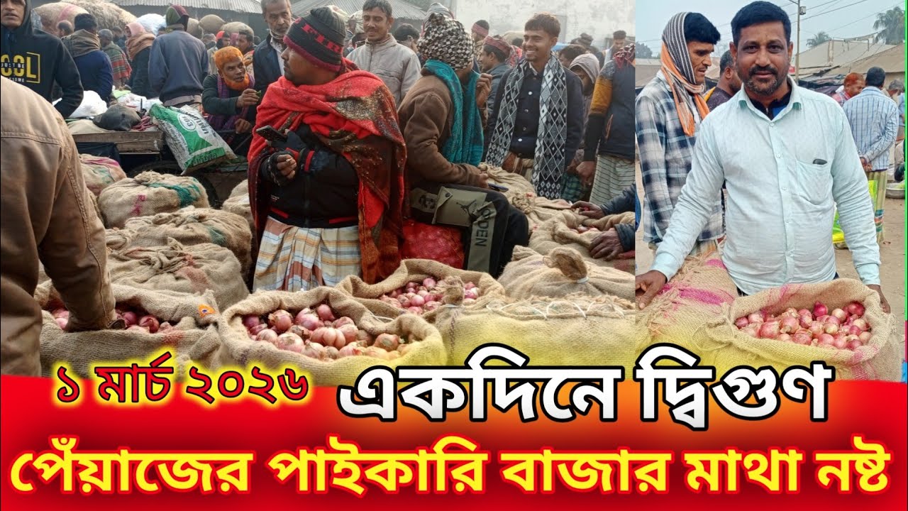 ১-৩-২০২৬ রোজ রবিবার / একদিনের ব্যবধানে পেঁয়াজের বাজার দ্বিগুণ! পেঁয়াজের আপডেট খবর! আতাইকুলা হাট! 