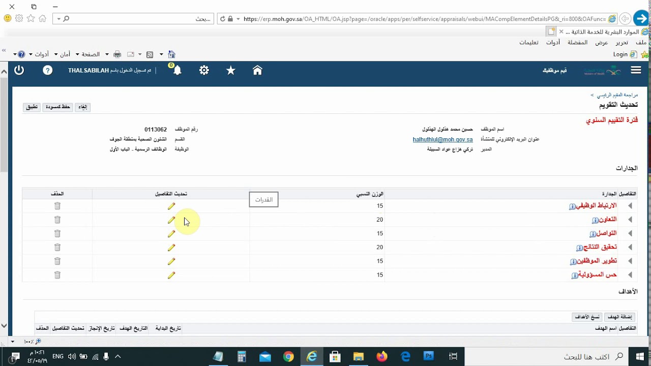 شرح كامل لتقييم الأداء لموظف - وزارة الصحة