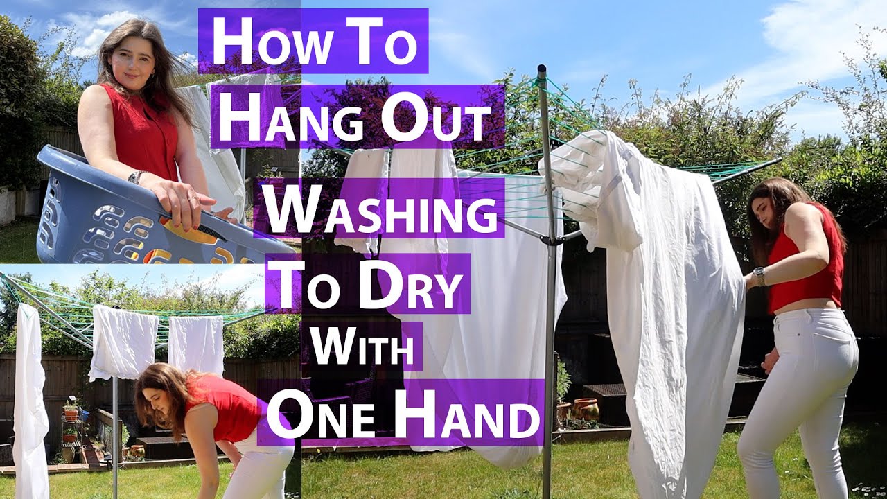 How to hang out washing to dry with one hand, (bed sheets)