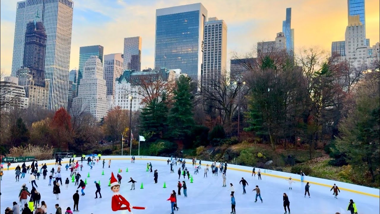 NYC Christmas Walk 2023 ✨ Central Park Wollman Ice Skating Rink To Rockefeller Rink (Very Crowded😡)
