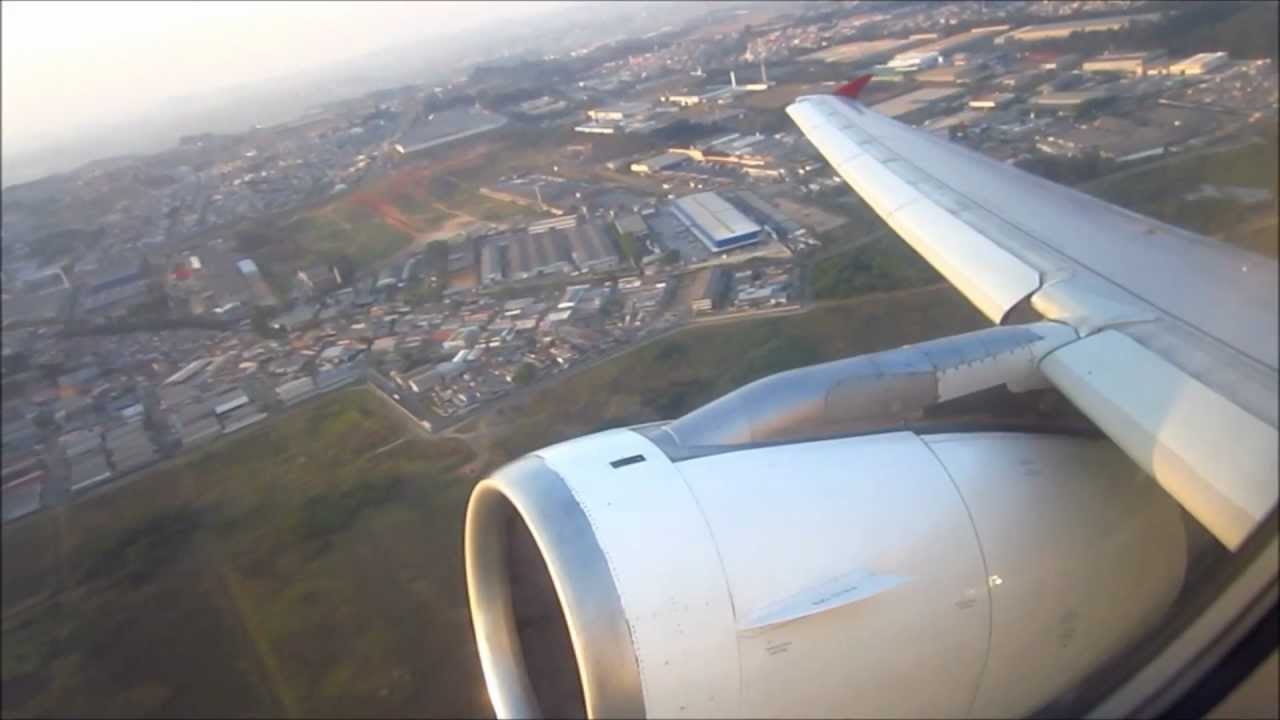 Amazing engine spool up sound TACA Airbus A320 on take off from S&atilde;o Paulo GRU